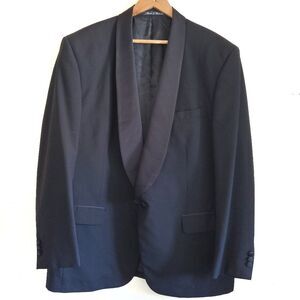 Pierre Balmain Wool Tuxedo Jacket Black Suiting Blazer Satin Shawl Collar 44R